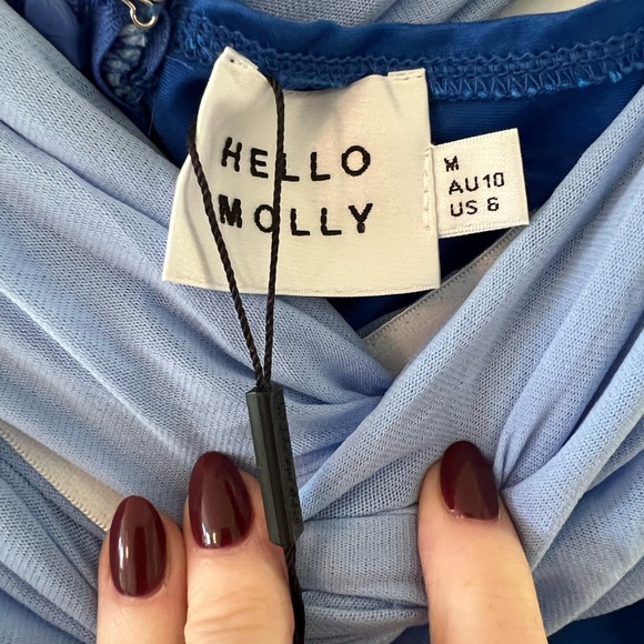 LUXE AND LIKES OFF SHOULDER SATIN MAXI DRESS BLUE - Picture 5 of 7